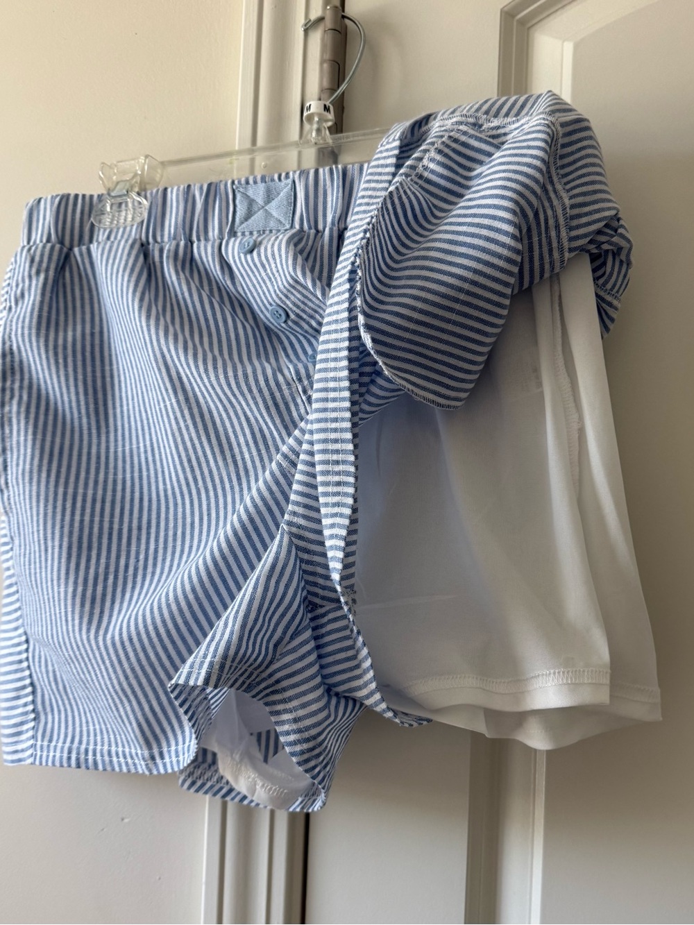 Blue and White Striped Cotton Boxer Shorts - Picture 2 of 3